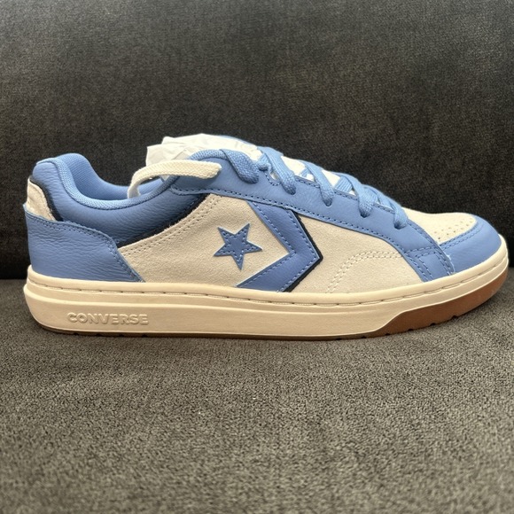 Converse Pro Blazer Classic Ox Mens 10.5 Egret Blue White Leather Suede Comfort